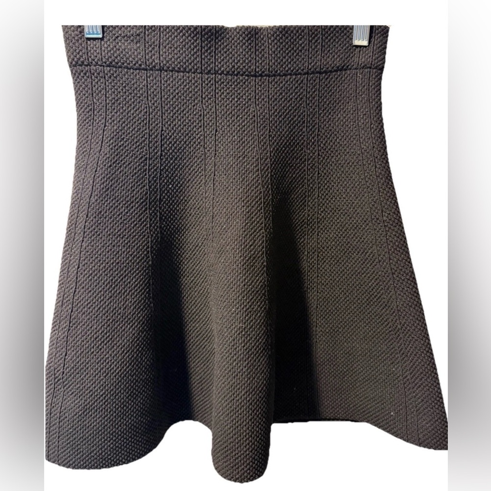 Zara Black Knit Mini Skirt NWOT A Line Bell Pull On Textured Womenโs XS STRETCHY
